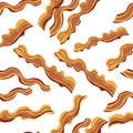 White bacon vector textile print food seamless pattern.