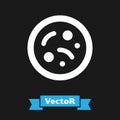 White Bacteria icon isolated on black background. Bacteria and germs, microorganism disease causing, cell cancer