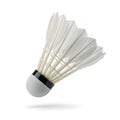 White badminton shuttlecock with black band on white background Royalty Free Stock Photo
