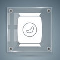 White Bag or packet potato chips icon isolated on grey background. Square glass panels. Vector Illustration Royalty Free Stock Photo
