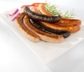 White baked sausage and grilled black pudding