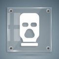 White Balaclava icon isolated on grey background. A piece of clothing for winter sports or a mask for a criminal or a
