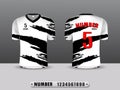 White and balck football club t-shirt sport template design. Inspired by the abstract. Front and back view.