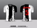 White and balck football club t-shirt sport template design. Inspired by the abstract. Front and back view.