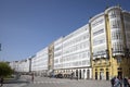 White balconies on Avenida de la Marina, in the center of La CoruÃÂ±a, Galicia, Spain Royalty Free Stock Photo