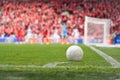 White ball at the corner of soccer pitch Royalty Free Stock Photo