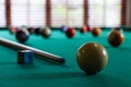 White Ball And Cue Stick On Pool Table Royalty Free Stock Photo