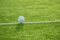 White ball for playing field hockey on the grass background Royalty Free Stock Photo