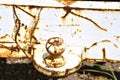 Rusty painted white ball of a trailer hitch