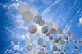 White balloons on the blue sky Royalty Free Stock Photo