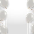 White balloons frame on white and gray background design vector