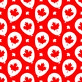 White balloons with red maple leaves on a red background. Seamless background for Canada Day. Royalty Free Stock Photo