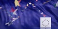 White ballot box on European Union flag abstract background. 3d illustration Royalty Free Stock Photo