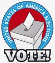 White Ballot Box Ready for Next American Elections, Vector Illustration