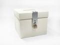 White ballot box secured with padlock