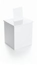 White Ballot Box with Slot and Paper Insert Isolated on White Background Royalty Free Stock Photo
