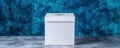 White ballot box on textured blue background for elections and voting Royalty Free Stock Photo