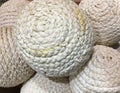 White balls made of woven rope