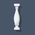 White baluster with shadow. Architectural detail or a piece of furniture. Royalty Free Stock Photo