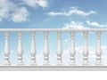 white balustrade with pillar on sky background