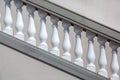 White balustrades handrails of gray stone stairs. Royalty Free Stock Photo