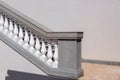 White balustrades with handrails of gray stone stairs. Royalty Free Stock Photo