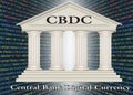 White bank illustration isolated on background of program code. Central Bank Digital Currency CBDC concept Royalty Free Stock Photo