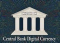 White bank illustration isolated on background of program code. Central Bank Digital Currency CBDC concept Royalty Free Stock Photo