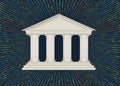 White bank illustration isolated on background of program code. Central Bank Digital Currency CBDC concept Royalty Free Stock Photo
