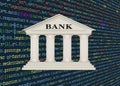 White bank illustration isolated on background of program code. Central Bank Digital Currency CBDC concept Royalty Free Stock Photo