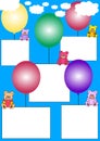 White banners with teddies on balloons Royalty Free Stock Photo