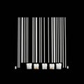White bar code lines are arranged vertically on a black background, resembling a Royalty Free Stock Photo