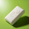 A white bar of soap labeled \