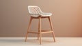 White Bar Stool In Adam Martinakis Style: Grid-based, Soft Color Blending, Carving