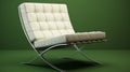 White barcelona chair on green. interior design scene with a white modern chair. generative ai