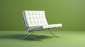 White barcelona chair on green. interior design scene with a white modern chair. generative ai