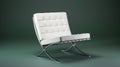 White barcelona chair on green. interior design scene with a white modern chair. generative ai