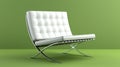 White barcelona chair on green. interior design scene with a white modern chair. generative ai