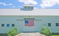 White Barn with American Flag Royalty Free Stock Photo