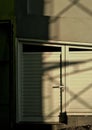 white barn doors exposed to the afternoon sun. Royalty Free Stock Photo