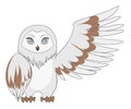 White barn owl say Hello in cartoon