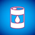 White Barrel oil icon isolated on blue background. Vector Royalty Free Stock Photo