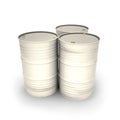 White barrels on a white background