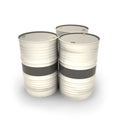 White barrels on a white background