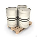 White barrels on a pallet