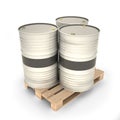 White barrels on a pallet