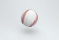 White Baseball Ball with Red Threads on a Gray Studio Background. Royalty Free Stock Photo