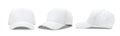 White baseball cap isolated on white background with clipping path. front and side view.