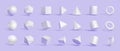 white basic geometric shapes in three different angle view