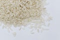 White basmati rice grain made in Myanmar, Asia. Rice is the seed of the grass species Oryza glaberrima or Oryza sativa Royalty Free Stock Photo